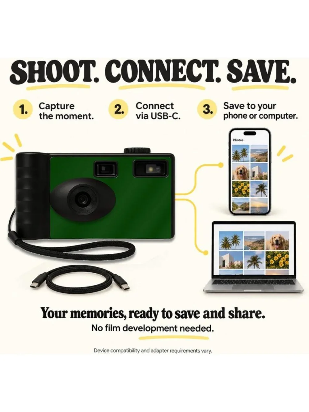Screen-Free Digital Camera | 8MP, Rechargeable, Lightweight, Auto-Flash, Retro
